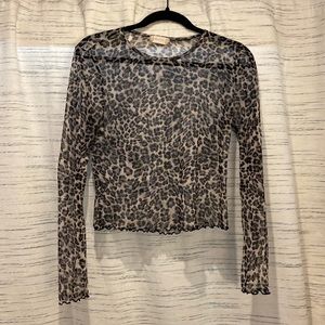 Sheer altered state size large black and white leopard print long sleeve